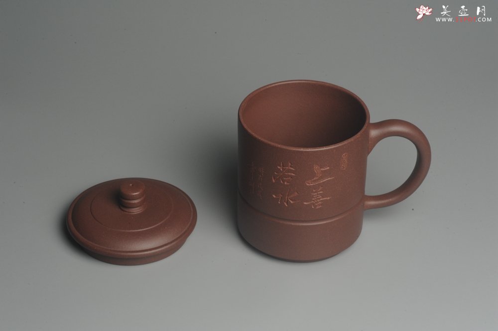 紫砂壶图片：美杯特惠 办公旅行便携式茶具上善若水盖杯 泥料超好 - 美壶网