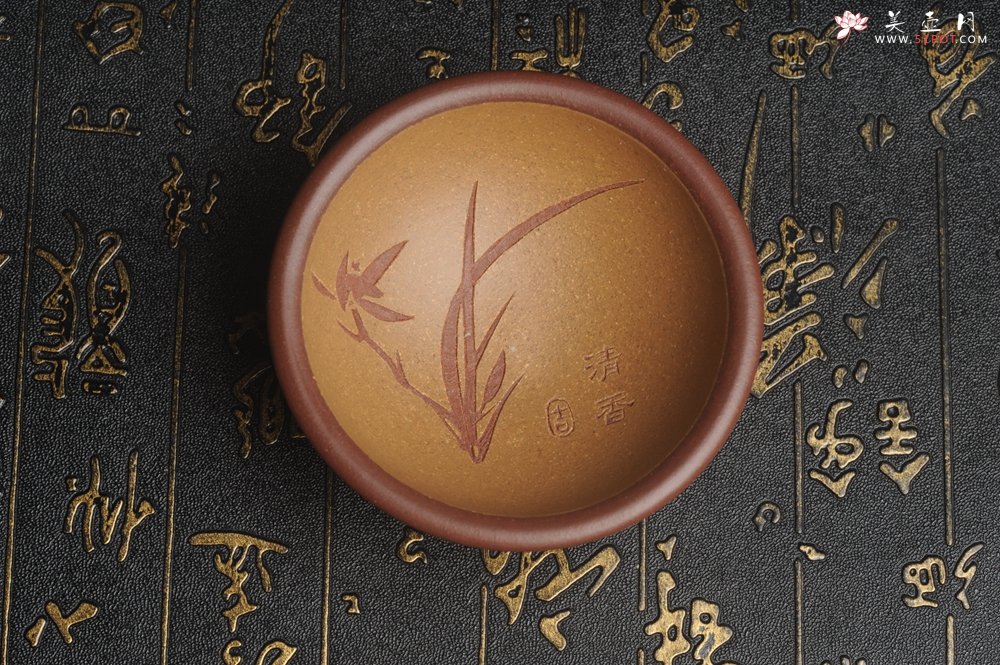 紫砂壶图片：美杯特惠超精工特厚杯重110g 兰草品茗杯 - 美壶网