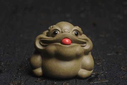 美壶定制紫砂壶 美宠特惠 老青段貔貅瑞兽招宝蟾茶宠 茶盘尤物长6cm宽5.7cm高4.6cm 