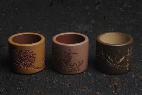 美壶定制紫砂壶 美杯中秋特惠 精品好泥好工好刻雅致厚实品茗杯 缸杯 主人杯 一套三只 送礼佳品 