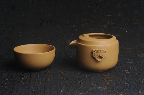 美壶定制紫砂壶 美杯特惠 办公旅行便携式茶具快客杯 公道杯 盖碗 泥料非常好 送礼自用佳品 黄金段