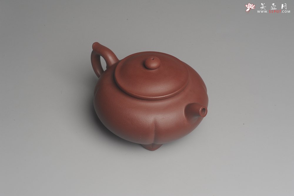 紫砂壶图片：美壶特惠 优质红拼泥精致四足菊蕾壶 大口实用 出水如柱 养后特油润 - 美壶网