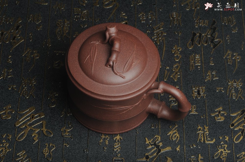 紫砂壶图片：美杯特惠 优质紫泥精工竹节盖杯 - 美壶网