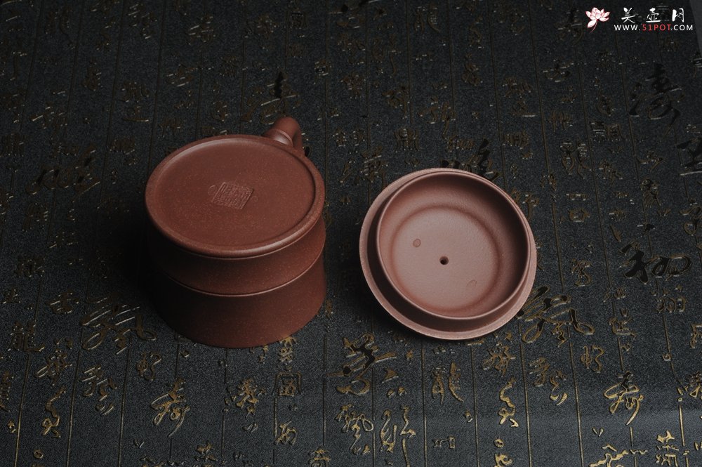 紫砂壶图片：美杯特惠 优质紫泥精工竹节盖杯 - 美壶网