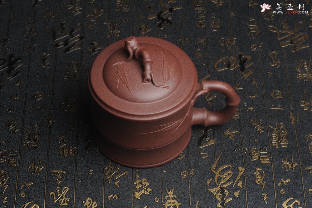 紫砂壶图片：美杯特惠 优质紫泥精工竹节盖杯 - 美壶网