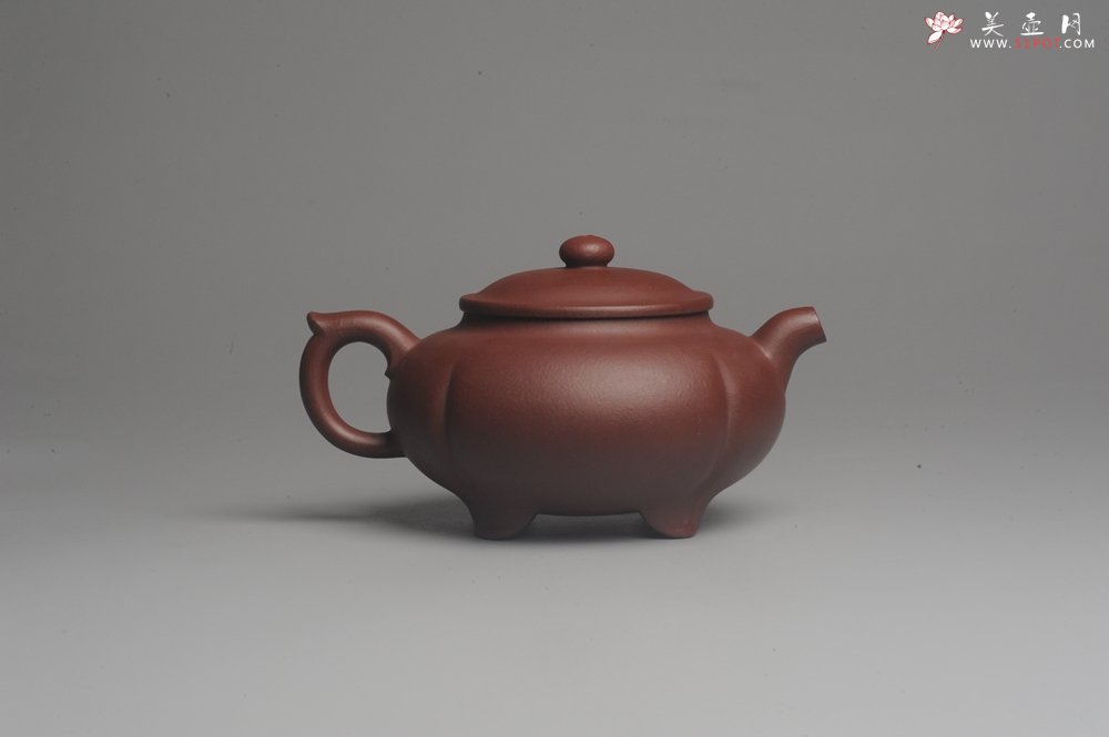 紫砂壶图片：美壶特惠 优质红拼泥精致四足菊蕾壶 大口实用 出水如柱 养后特油润 - 美壶网