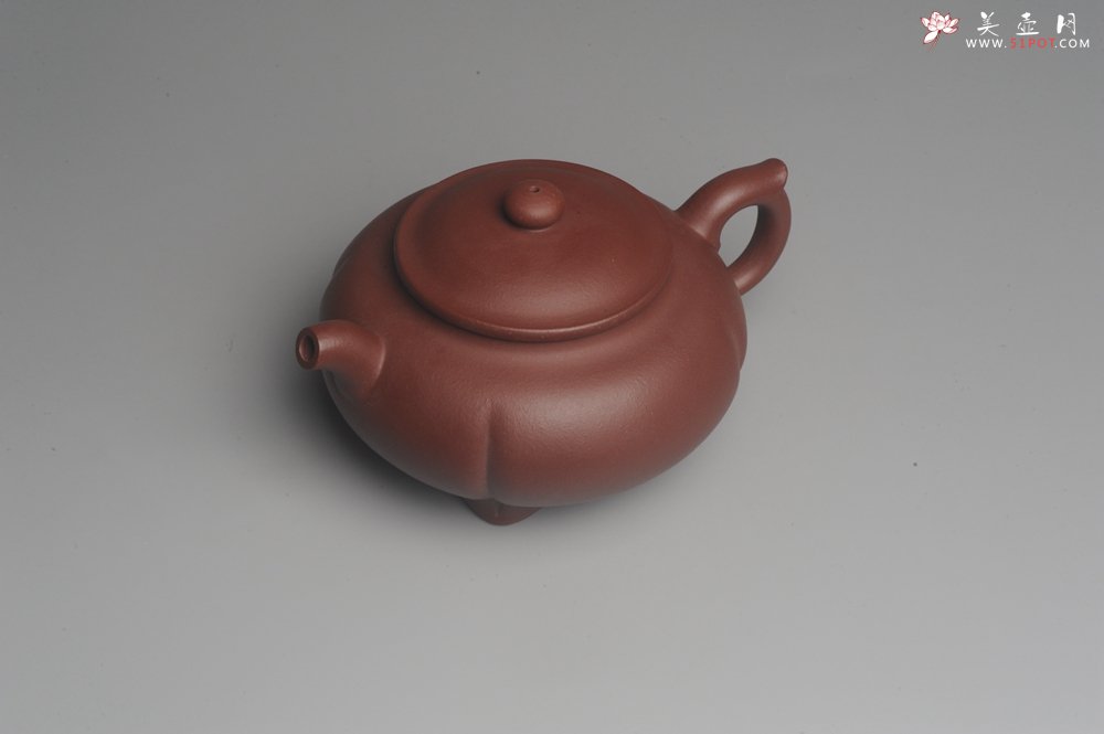 紫砂壶图片：美壶特惠 优质红拼泥精致四足菊蕾壶 大口实用 出水如柱 养后特油润 - 美壶网