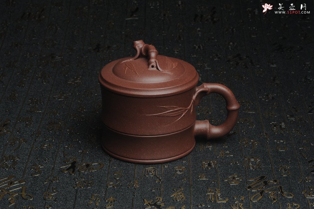 紫砂壶图片：美杯特惠 优质紫泥精工竹节盖杯 - 美壶网