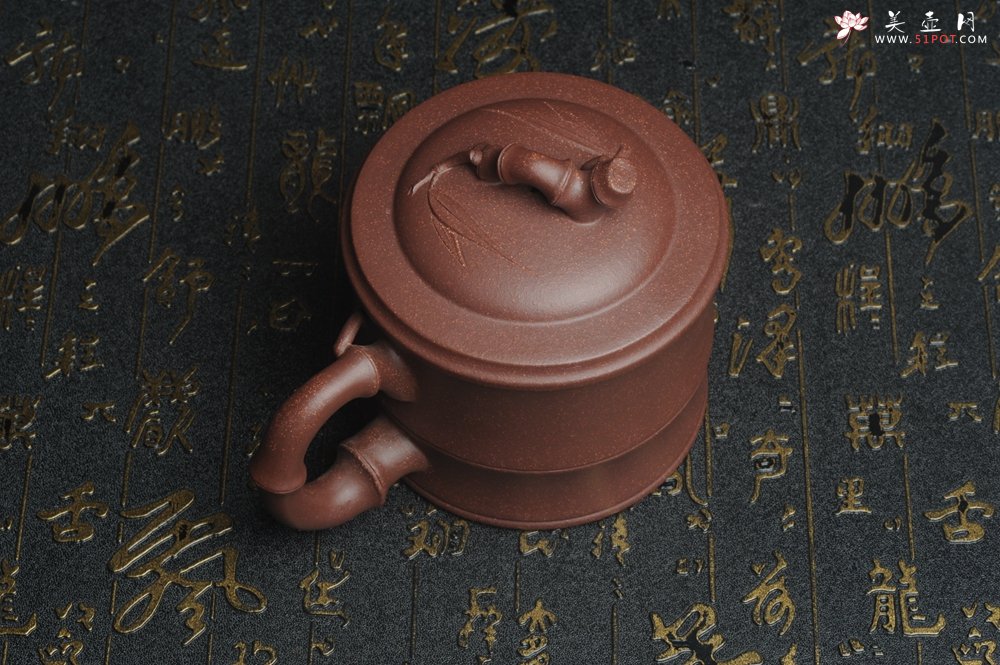 紫砂壶图片：美杯特惠 优质紫泥精工竹节盖杯 - 美壶网