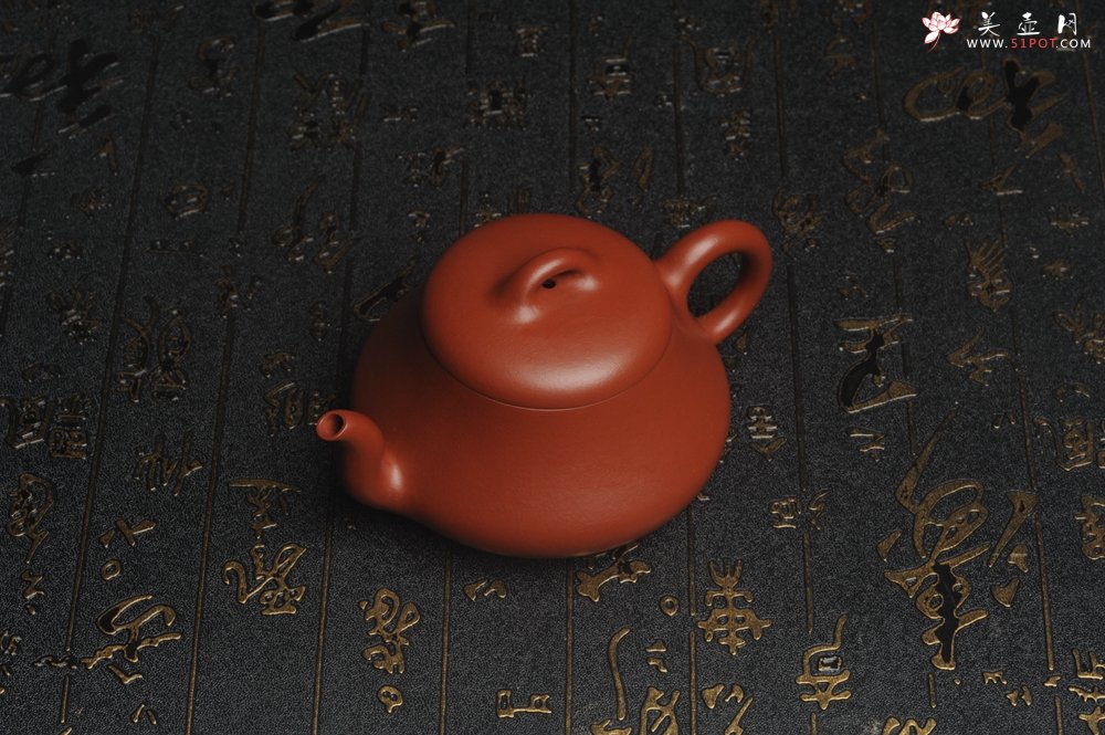 紫砂壶图片：超好小煤窑朱泥 全手工汉棠石瓢壶 端庄秀雅 - 美壶网