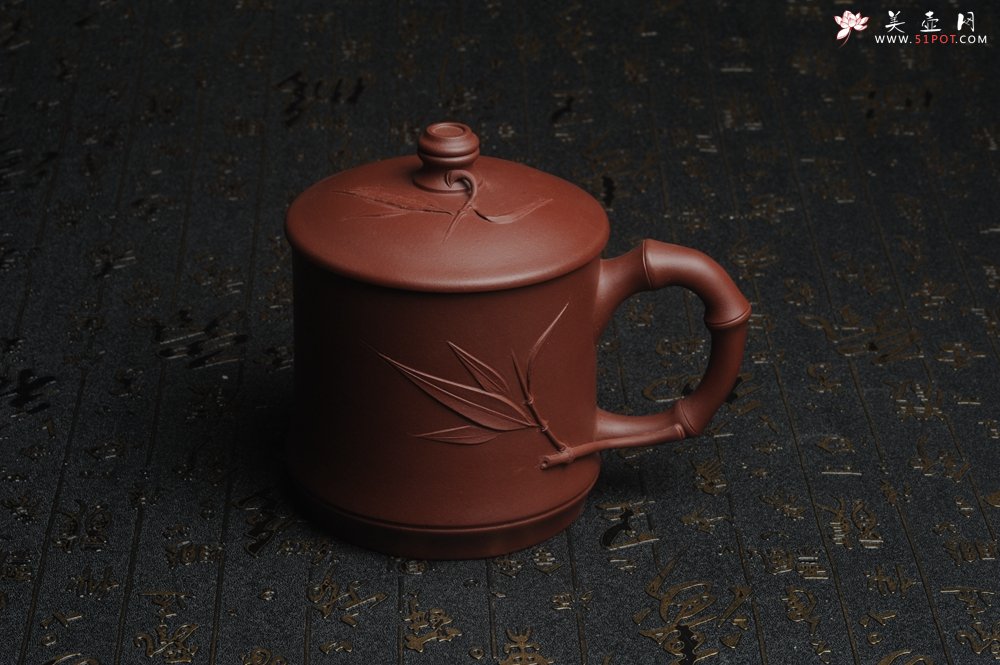 紫砂壶图片：美杯特惠 年底特惠 年货 做工精致竹节竹叶盖杯 - 美壶网