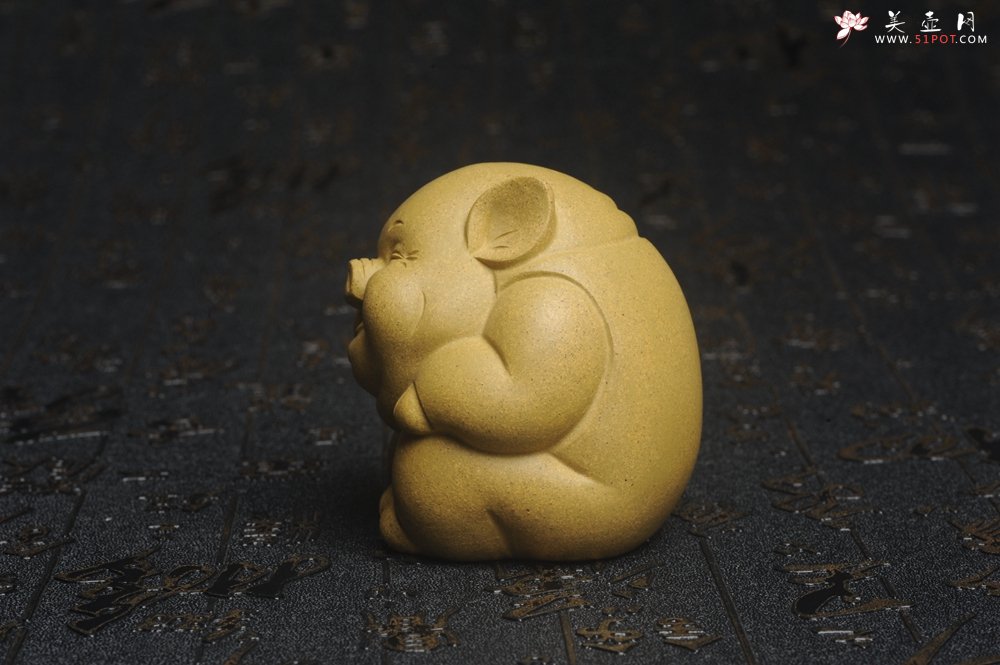 紫砂壶图片：美宠特惠 精工三不猪茶宠摆件 非礼勿视 非礼勿听 非礼勿言 高6cm - 美壶网