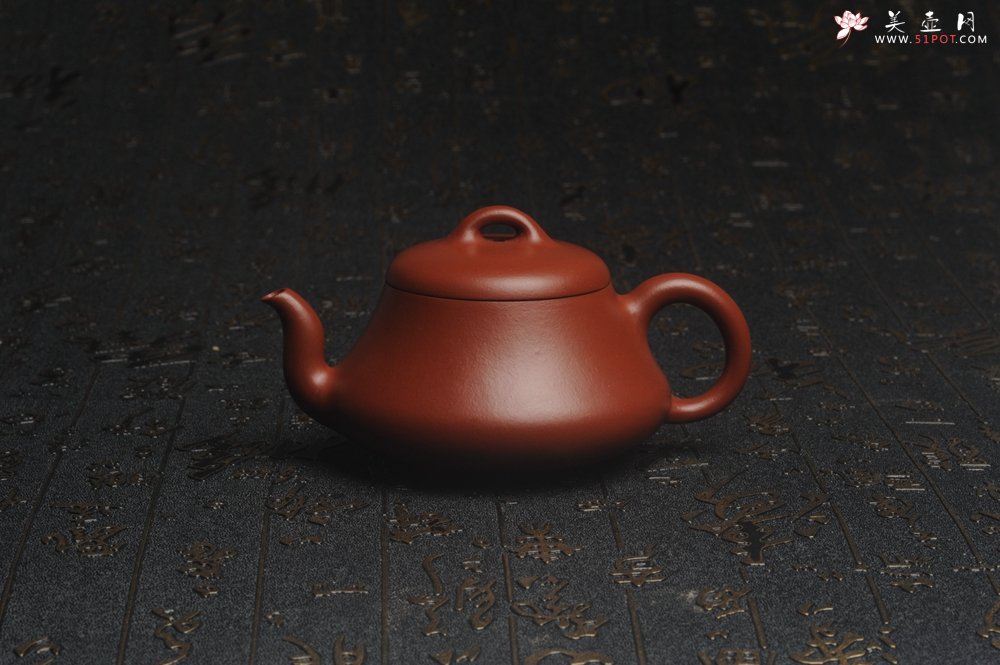 紫砂壶图片：超好小煤窑朱泥 全手工汉棠石瓢壶 端庄秀雅 - 美壶网