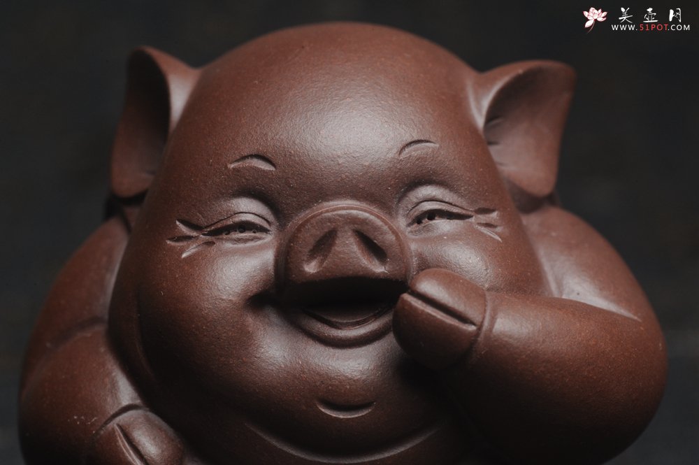 紫砂壶图片：美宠特惠 精工三不猪茶宠摆件 非礼勿视 非礼勿听 非礼勿言 高6cm - 美壶网