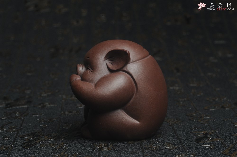 紫砂壶图片：美宠特惠 精工三不猪茶宠摆件 非礼勿视 非礼勿听 非礼勿言 高6cm - 美壶网