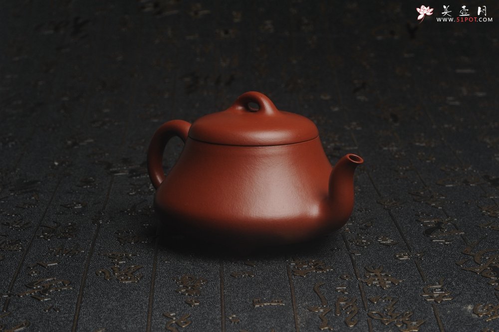 紫砂壶图片：超好小煤窑朱泥 全手工汉棠石瓢壶 端庄秀雅 - 美壶网
