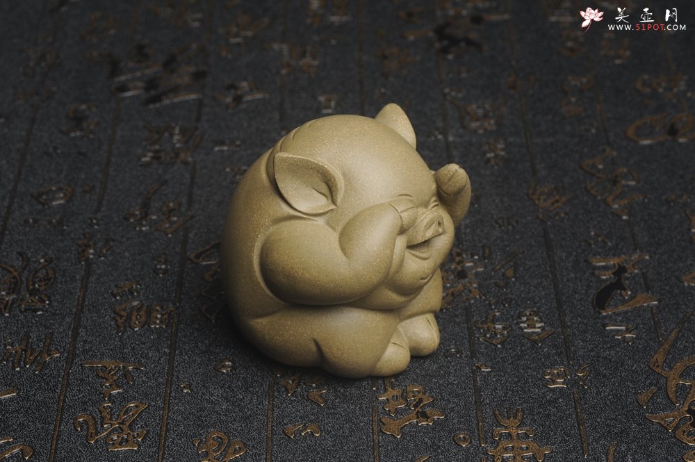 紫砂壶图片：美宠特惠 精工三不猪茶宠摆件 非礼勿视 非礼勿听 非礼勿言 高6cm - 美壶网