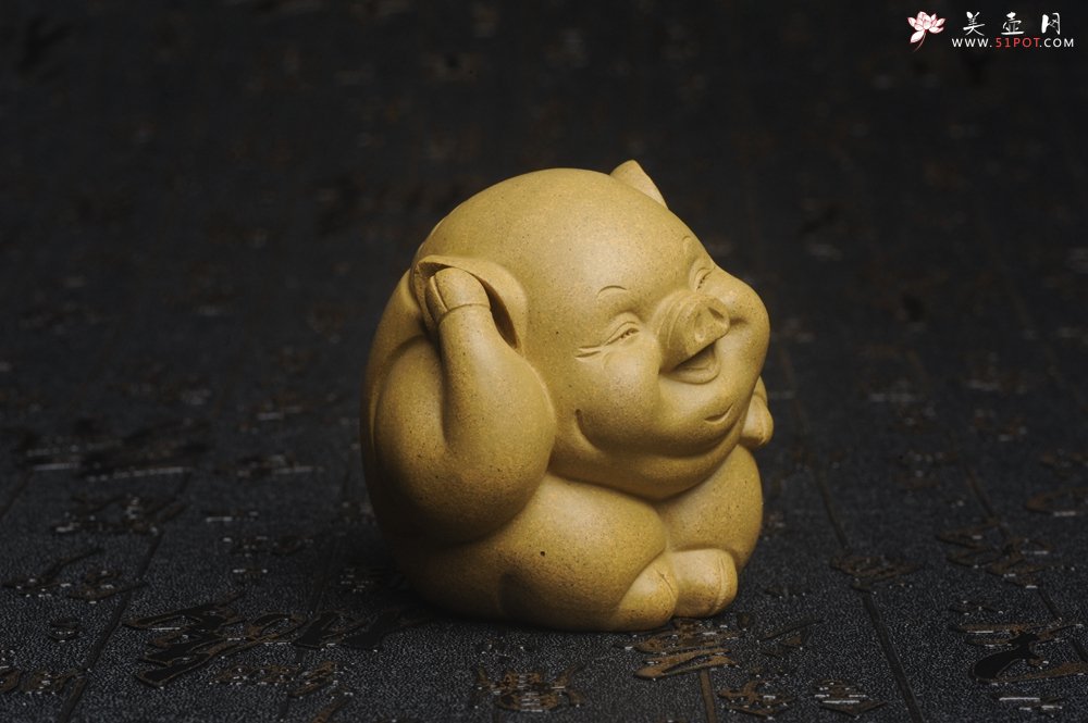 紫砂壶图片：美宠特惠 精工三不猪茶宠摆件 非礼勿视 非礼勿听 非礼勿言 高6cm - 美壶网