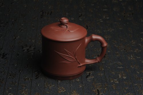 美壶定制紫砂壶 美杯特惠 年底特惠 年货 做工精致竹节竹叶盖杯 原矿清水泥