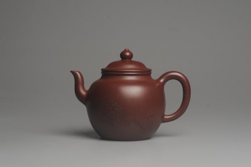 周小培紫砂壶 油润黄龙山4号深井红皮龙 全手工高灯壶 清茗堂助工文气装饰龟寿图 延年益寿 红皮龙