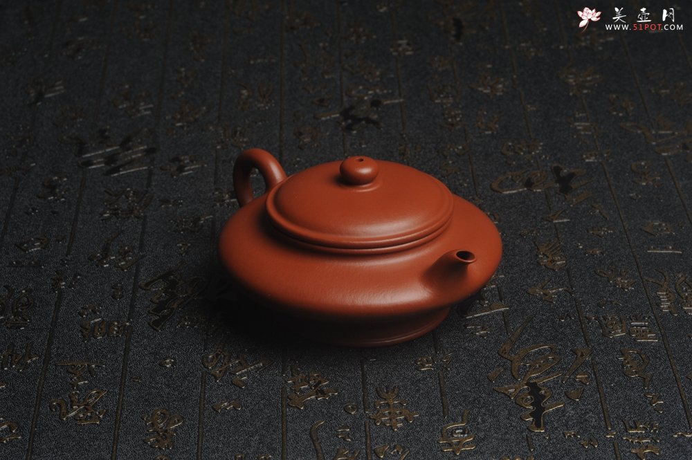 紫砂壶图片：特好小煤窑朱泥精工全手小虚扁 功夫茶具 - 美壶网