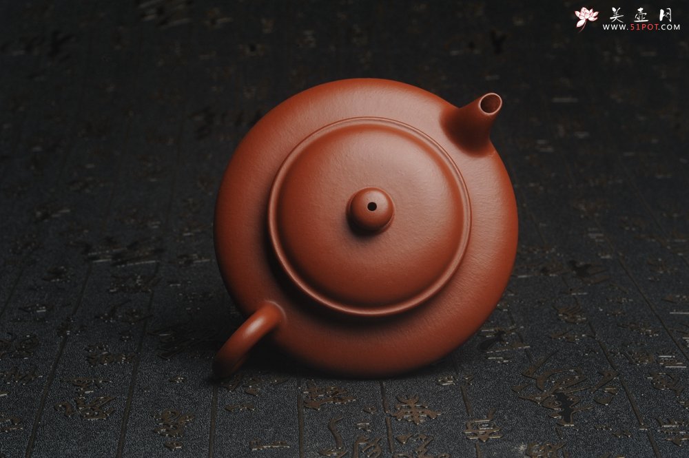 紫砂壶图片：特好小煤窑朱泥精工全手小虚扁 功夫茶具 - 美壶网