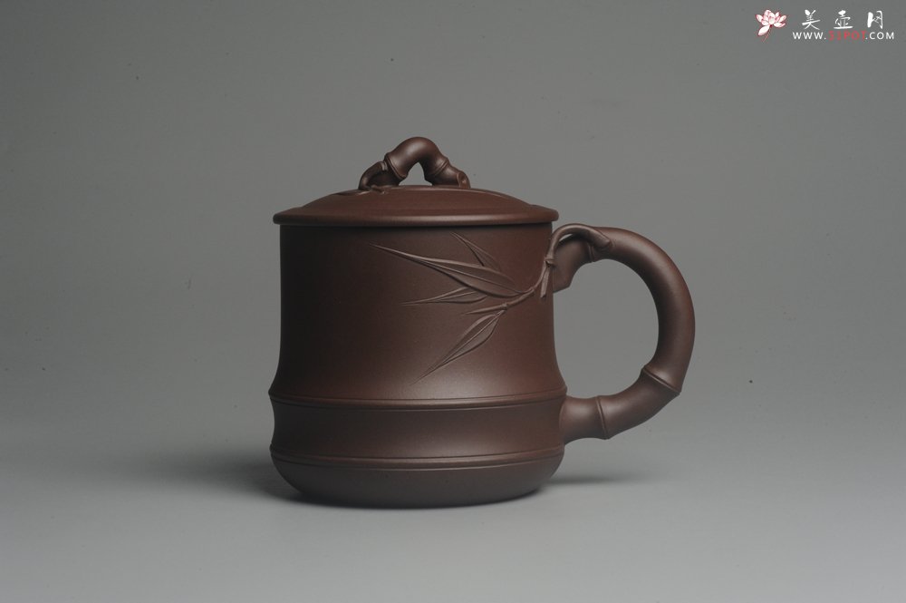 紫砂壶图片：美杯年底特惠 助工精工制作优质紫泥竹节杯盖杯 送礼自用佳品 - 美壶网