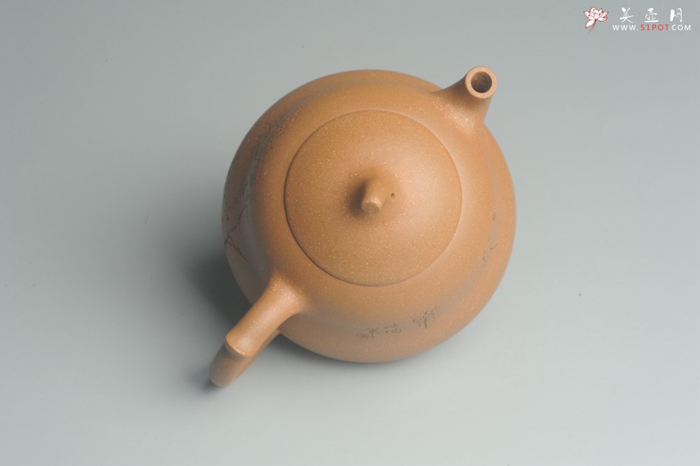 紫砂壶图片：美壶特惠 特好降坡泥精工葫芦壶(福禄) 装饰山水 灰常文气 - 美壶网