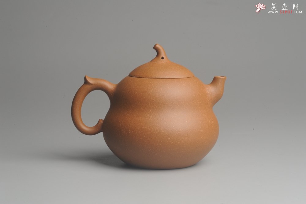 紫砂壶图片：美壶特惠 特好降坡泥精工葫芦壶(福禄) 灰常文气 - 美壶网