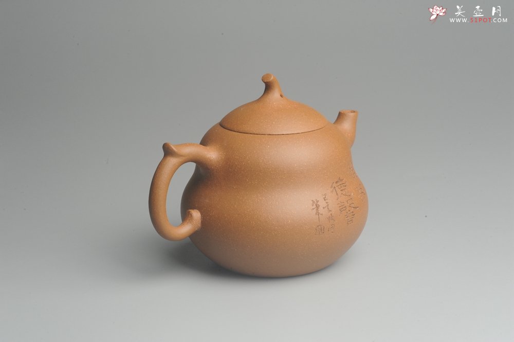 紫砂壶图片：美壶特惠 特好降坡泥精工葫芦娃壶(福禄) 童趣满满 灰常文气 - 美壶网