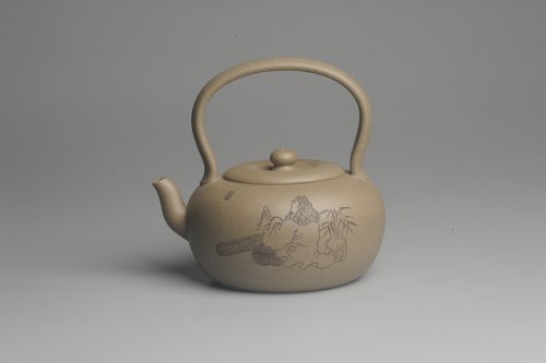 美壶定制紫砂壶 美壶特惠 老青段 助工精工太白提梁 装饰抚琴图 文气雅致 青段