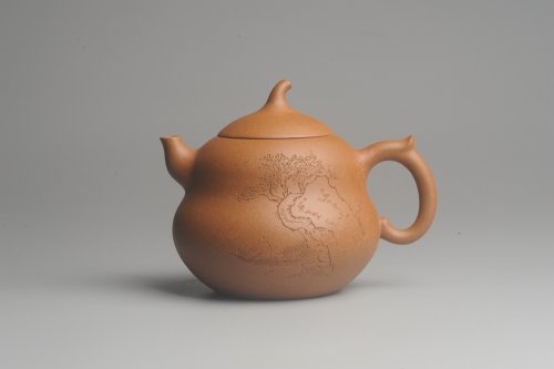 美壶定制紫砂壶 美壶特惠 特好降坡泥精工葫芦壶(福禄) 装饰山水 灰常文气 原矿降坡泥