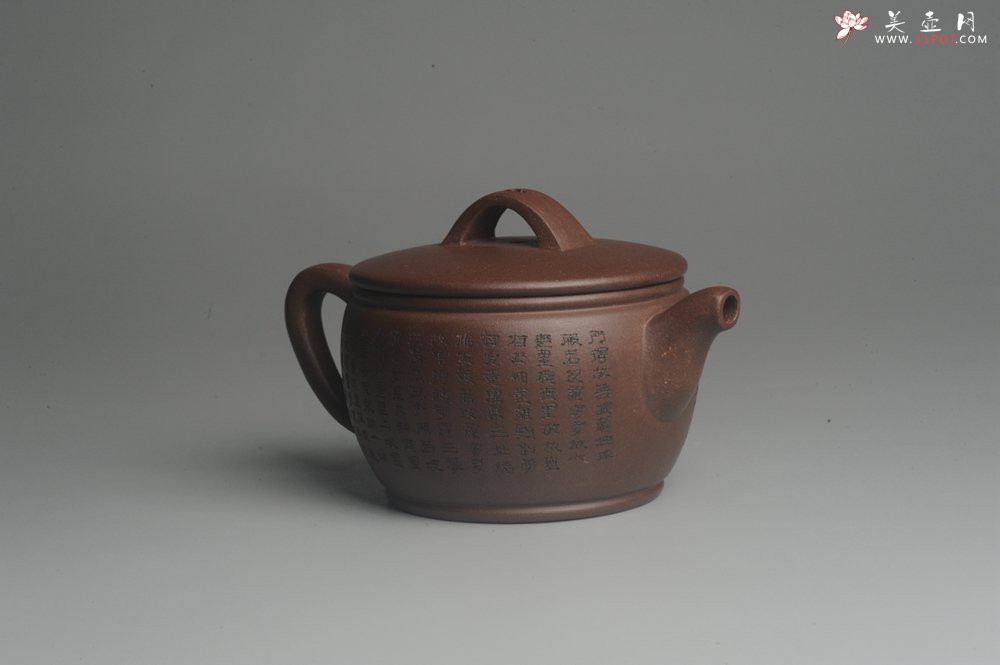 紫砂壶图片：美壶特惠 精致黑星老紫泥心经汉瓦 茶人醉爱 - 美壶网