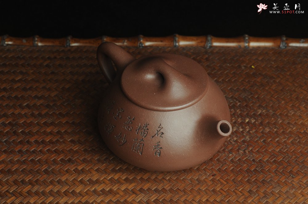 紫砂壶图片：美壶特惠 工料俱佳满瓢（霸王石瓢）装饰兰花 茶人醉爱 - 美壶网