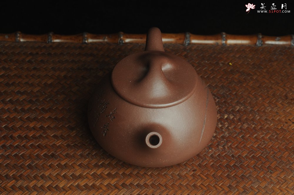 紫砂壶图片：美壶特惠 工料俱佳满瓢（霸王石瓢）装饰兰花 茶人醉爱 - 美壶网