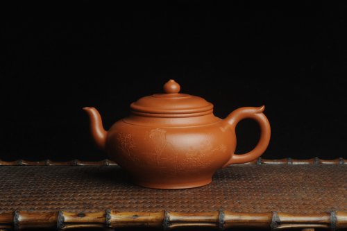 周小培紫砂壶 潜力股周小培全手演绎朱泥笑樱壶 中品难度大 方健老师装饰美女图 原矿朱泥