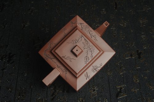 吴亚良紫砂壶 全手工精致方山逸士壶 装饰通转梅花 特文气 原矿紫泥