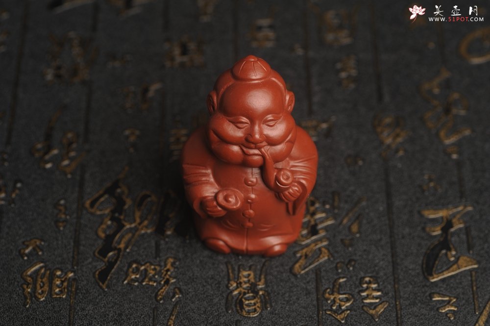 紫砂壶图片：美宠特惠 精致大红袍朱泥大财主紫砂茶宠 发发发 高6.8cm - 美壶网