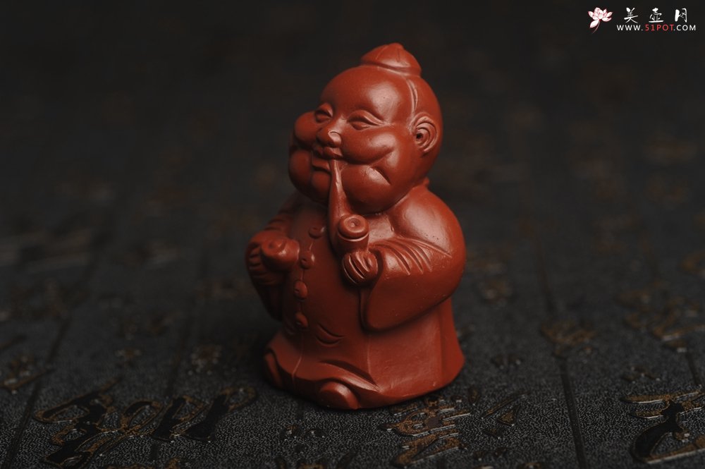 紫砂壶图片：美宠特惠 精致大红袍朱泥大财主紫砂茶宠 发发发 高6.8cm - 美壶网