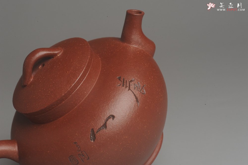 紫砂壶图片：美壶特惠 助工精工降坡泥陶瓮壶 蜗牛特文气 - 美壶网
