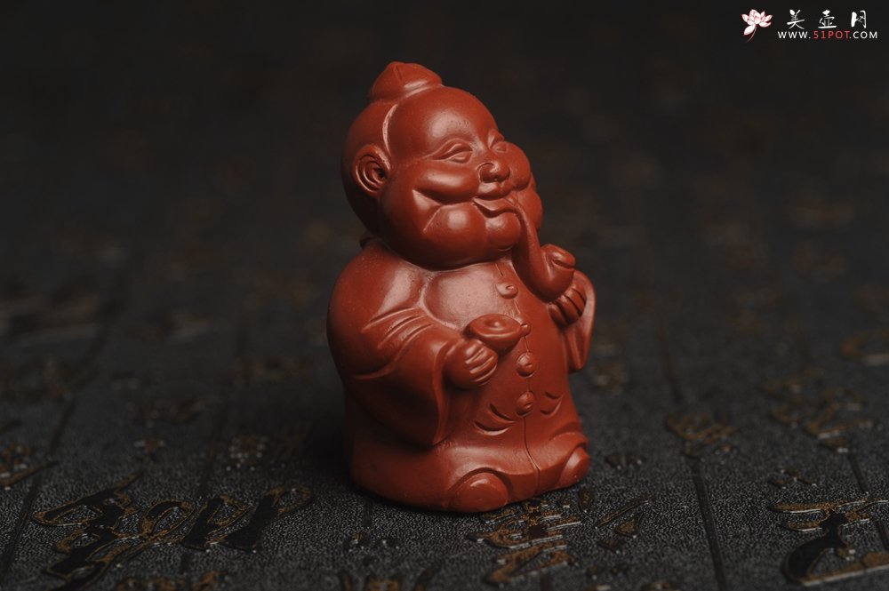 紫砂壶图片：美宠特惠 精致大红袍朱泥大财主紫砂茶宠 发发发 高6.8cm - 美壶网