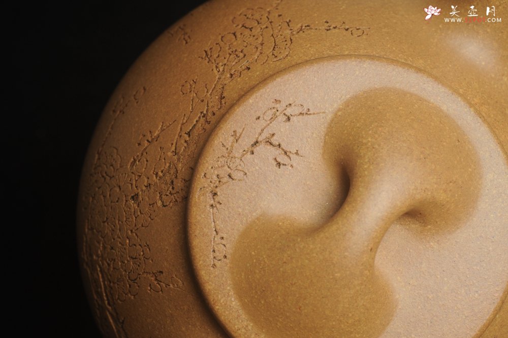 紫砂壶图片：潜力股周小培全手工老黄段泥（家藏老料 油润无比 识者自知）景舟石瓢 装饰梅花香图 文气 - 美壶网