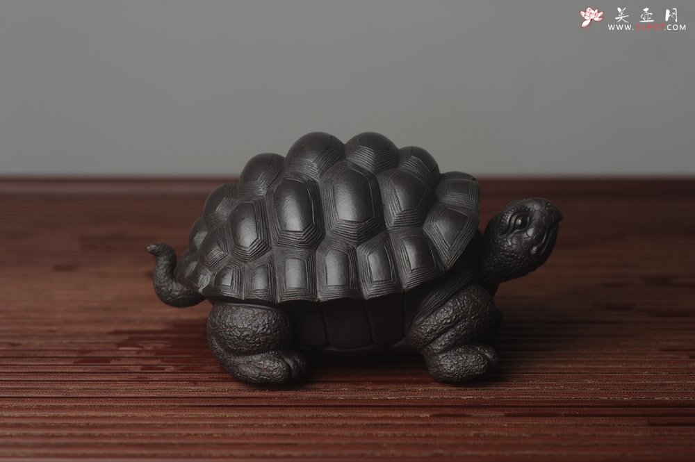紫砂壶图片：美宠中秋特惠 精致黑料忍者寿龟 长14cm宽9.5cm高7cm - 美壶网