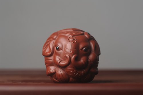 美壶定制紫砂壶 美宠特惠 精致大红袍朱泥太平有象 长8cm高7cm宽7cm 大红袍