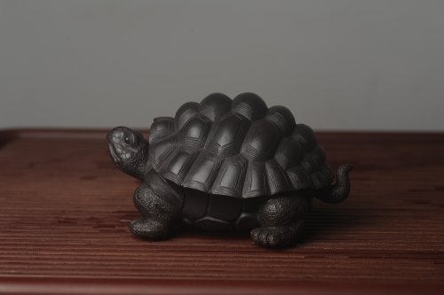 美壶定制紫砂壶 美宠中秋特惠 精致黑料忍者寿龟 长14cm宽9.5cm高7cm 原矿黑泥