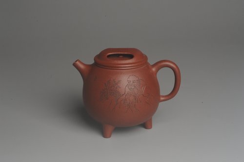 美壶定制紫砂壶 美壶特惠 助工精工降坡泥三足牛盖壶 装饰人物特文气 原矿降坡泥