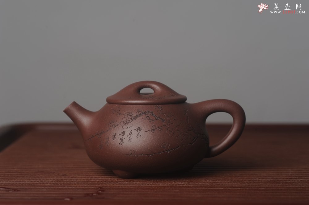 紫砂壶图片：美壶国庆特惠 工料俱佳满瓢（霸王石瓢）装饰通转梅花 特文气 - 美壶网