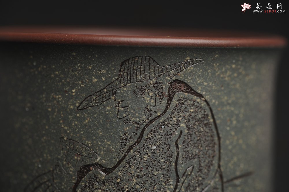 紫砂壶图片：美杯国庆特惠 精品好泥好工好刻雅致特厚实人物主人杯 茶人醉爱 - 美壶网