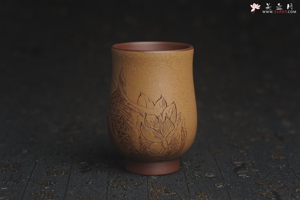 紫砂壶图片：美杯特惠 精品好泥好工好刻雅致特厚实鱼跃主人杯二式 茶人醉爱 - 美壶网