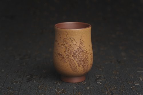 美壶定制紫砂壶 美杯特惠 精品好泥好工好刻雅致特厚实鱼跃主人杯二式 茶人醉爱 